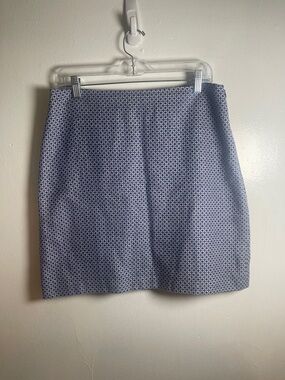Boden  Women’s Blue and White Geometric Pencil Skirt Mini Wool Blend Skirt Sz:10